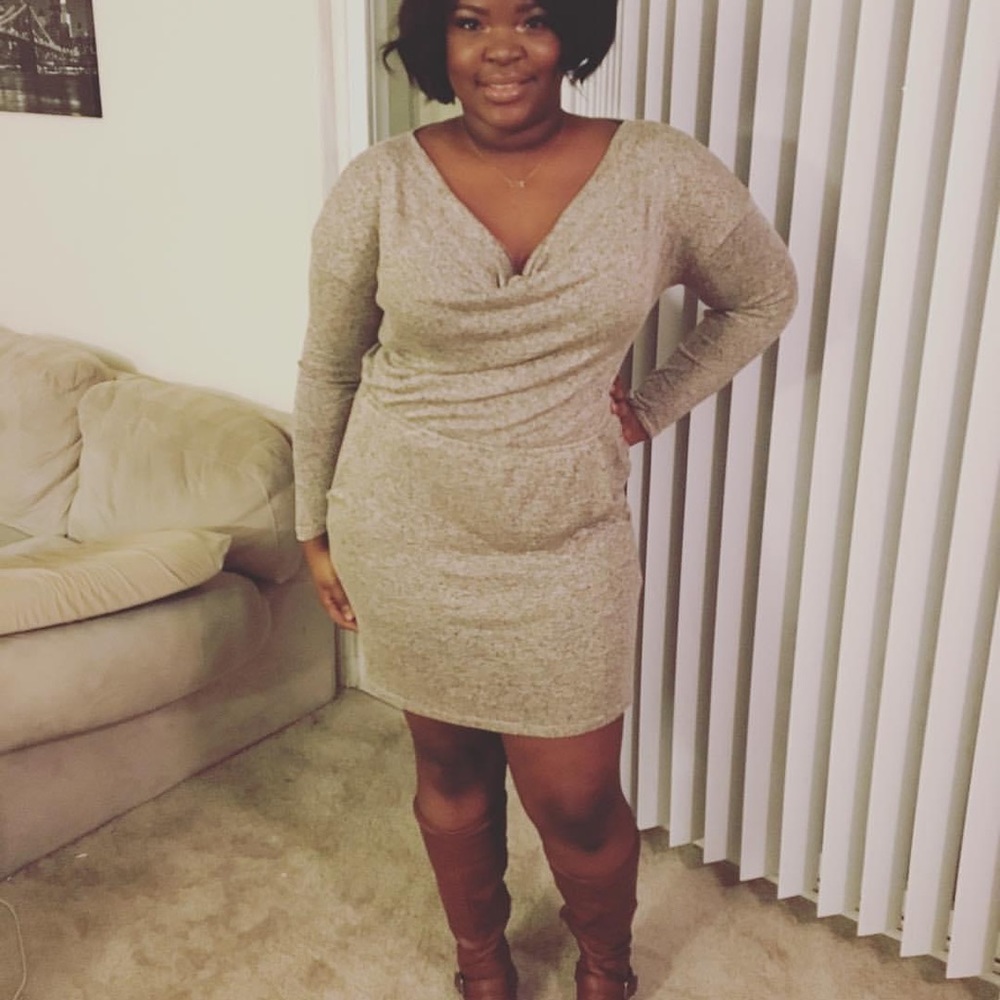 Bar III Oatmel sweater dress